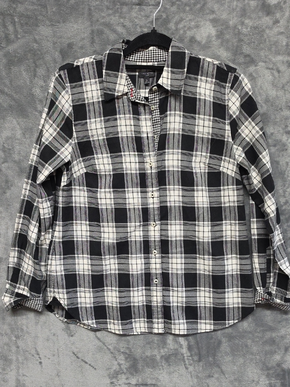 Talbots Black and White Plaid Button-Down Shirt